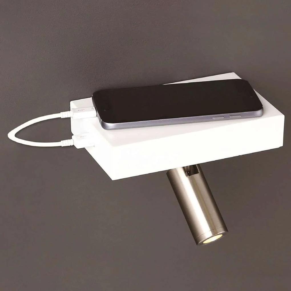 Power - Aplică de citit cilidrică cu suport și port USB