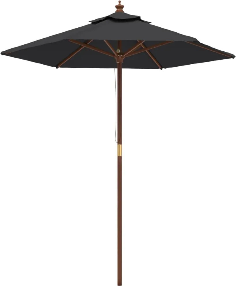 vidaXL Umbrelă de soare de grădină stâlp din lemn, negru, 196x231 cm