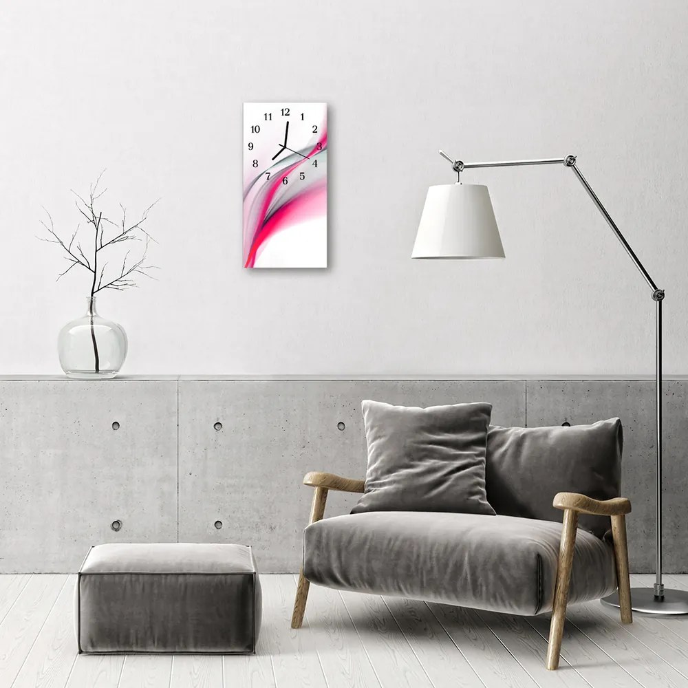 Ceas de perete din sticla vertical Arta abstracție roz