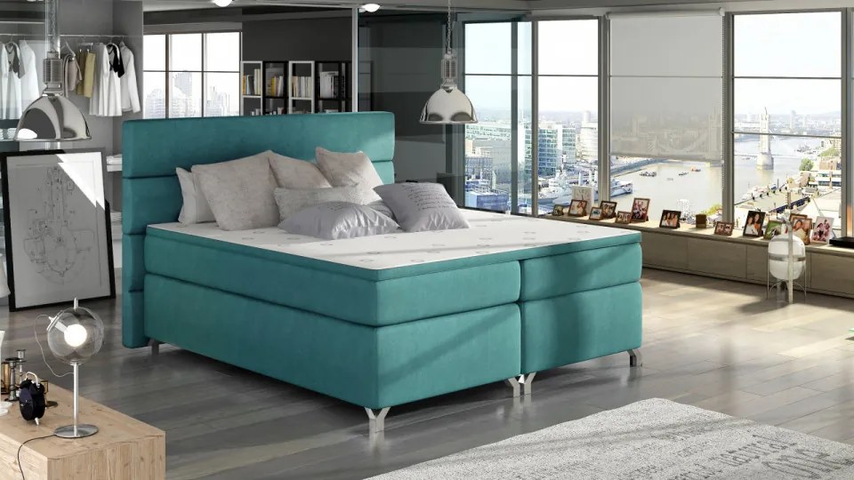 Pat tapitat boxspring, cu spatiu pentru depozitare, 140X200 cm, Amadeo 2, Eltap (Culoare: Roz)