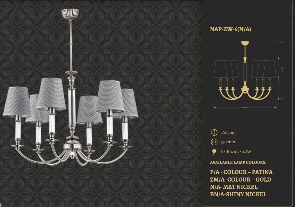 Candelabru 6 brate eleganta design clasic NAPOLI