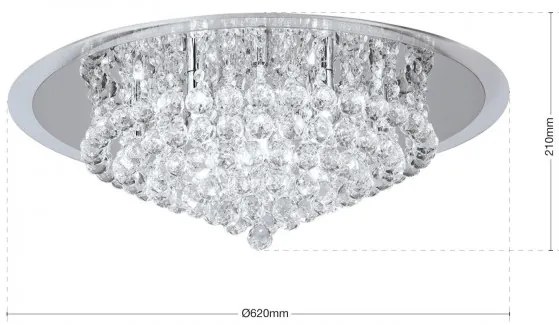 Plafoniera eleganta cristal K9 diam. 62cm Gloria DLU 2378/9/62 chrom OR