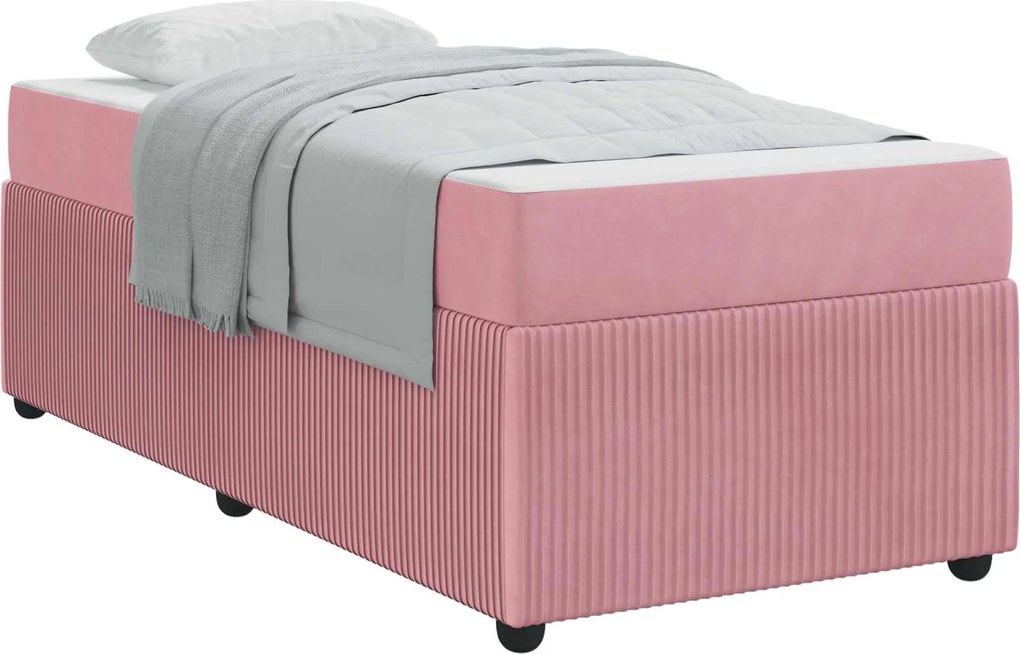 vidaXL Cadru de pat cu saltea Roz 90 x 200 cm țesătură