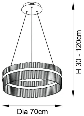 Lustră LED dimabilă pe cablu Endon 81908 ADRIEL LED/58W/230V 3000K auriu