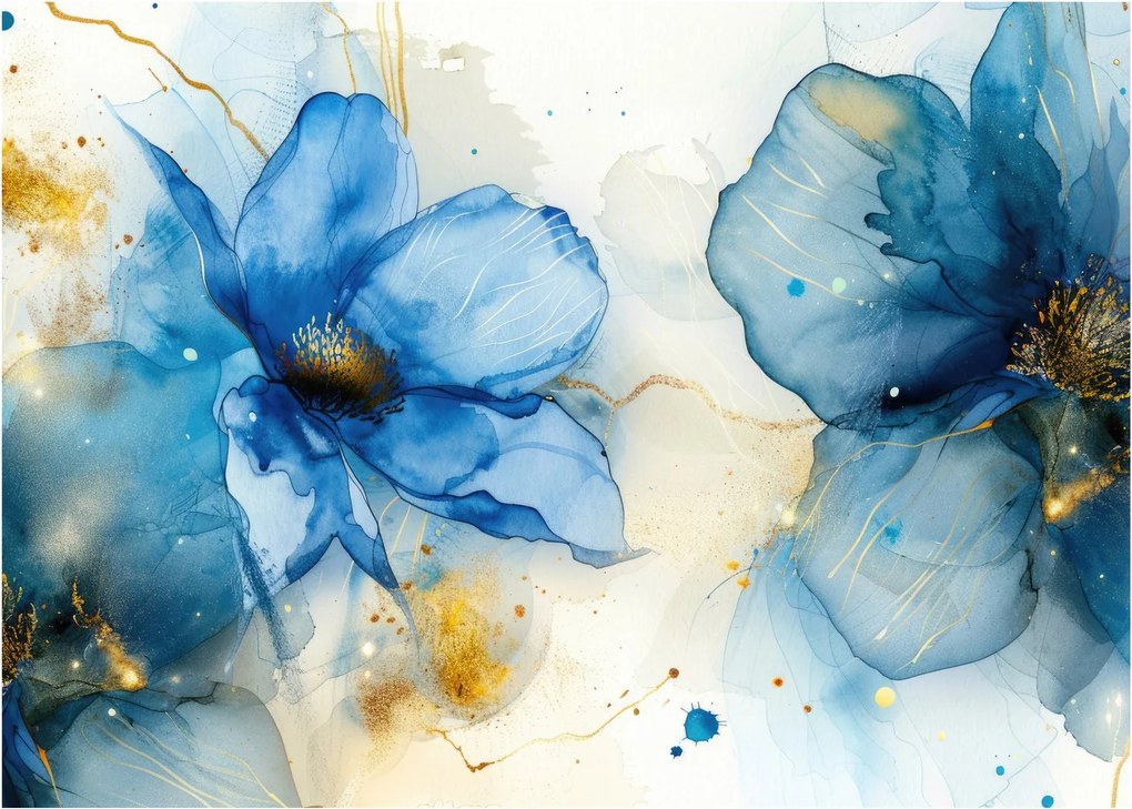 Tablou pe sticlă - Floral, pictură cu cerneală (70x50 cm)