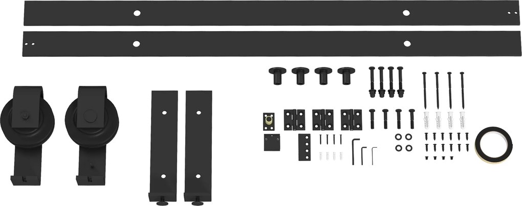 HOMCOM 152,5 CM Kit de Sine pentru Usa Glisanta Pliabila in Otel Carbon pentru 2 Usi | Aosom Romania