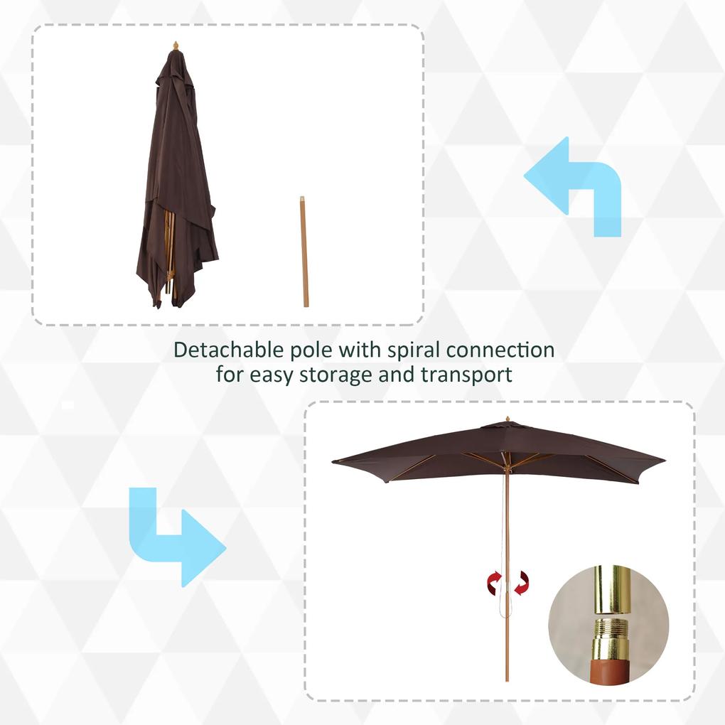Umbrela din Lemn pentru exterior Outsunny, 2x2.95x2.55m, maro | Aosom RO
