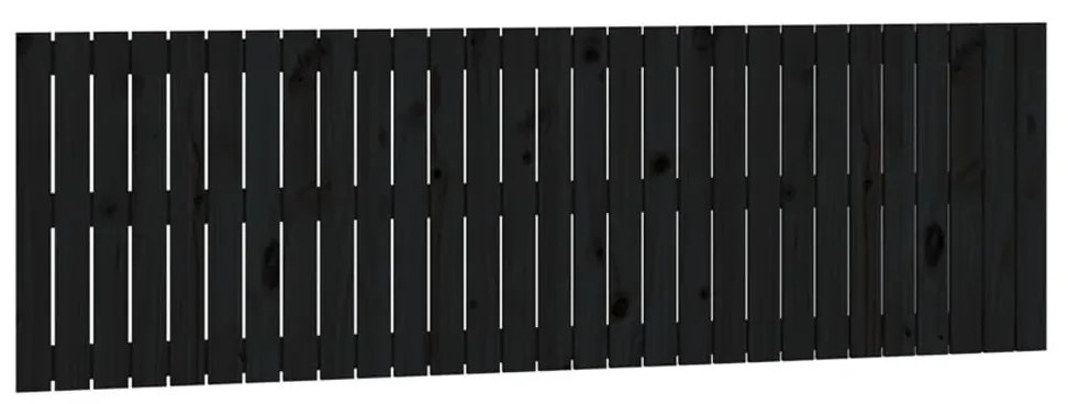 824867 vidaXL Tăblie de pat pentru perete, negru, 185x3x60 cm, lemn masiv pin
