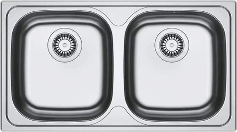 Chiuveta bucatarie inox Franke Spark 80x50 cm cu 2 cuve fara picurator finisaj lucios