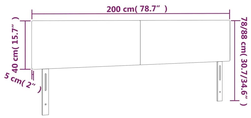 Tablie de pat cu LED, maro inchis, 200x5x78 88 cm, textil 1, Maro inchis, 200 x 5 x 78 88 cm