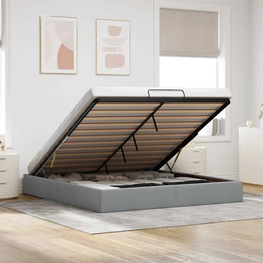 vidaXL Cadru de pat otoman fără saltea Gri deschis 160x200 cm Material