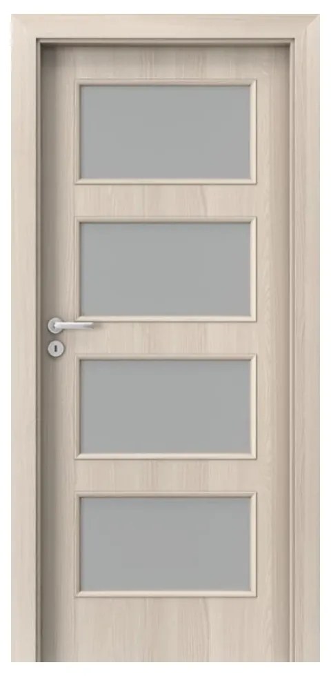 Usa Interior din MDF Porta Laminate CPL Model 5.5 (Culoare: Crem, Toc: Reglabil 10 cm, Maner: Patrat argintiu crom, Dimensiune: 60 cm)