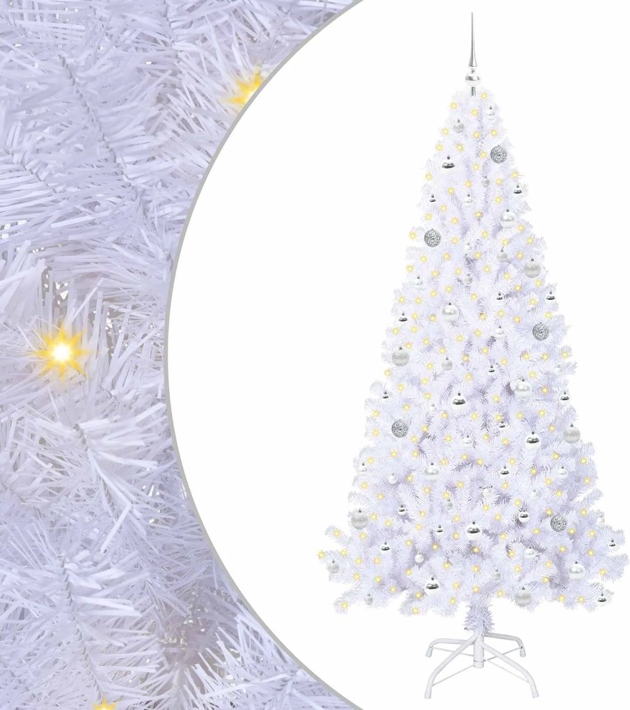 vidaXL Brad de Crăciun artificial cu 300 LED Alb 210 cm PVC și Oțel