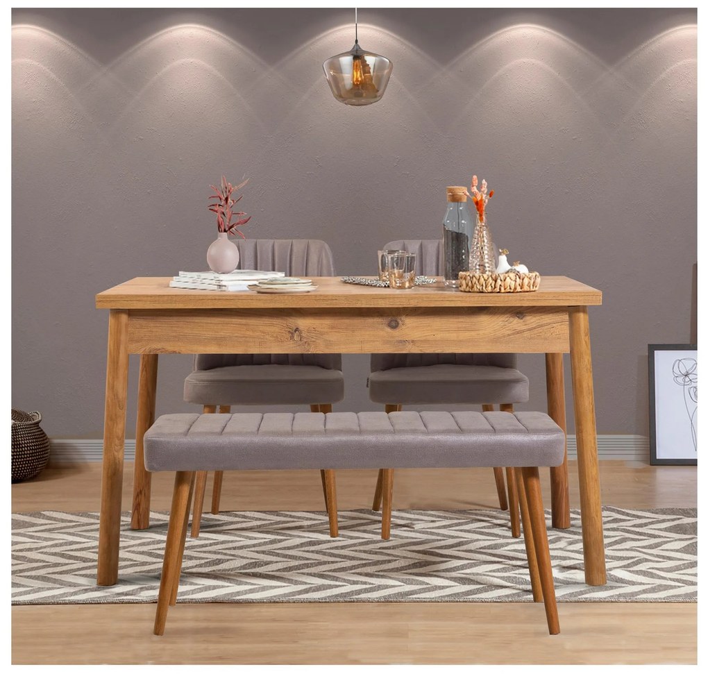 Set mobilier sufragerie Bimuvo 4 (pin atlantic + gri) (pentru 4 persoane). 1095042