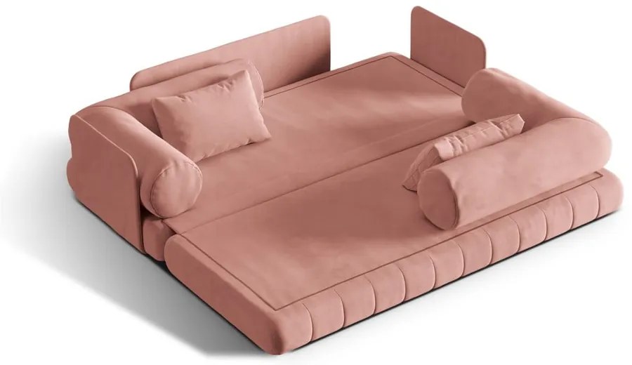 Canapea roz extensibilă cu tapițerie din catifea 206 cm Kemi – Cosmopolitan Design