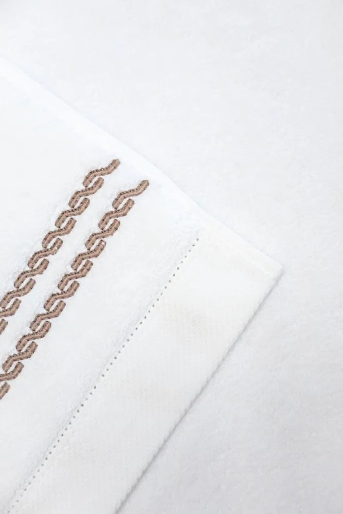 Set cadou prosoape și prosop de corp CHAINE, 3 buc Alb – Broderie albastră