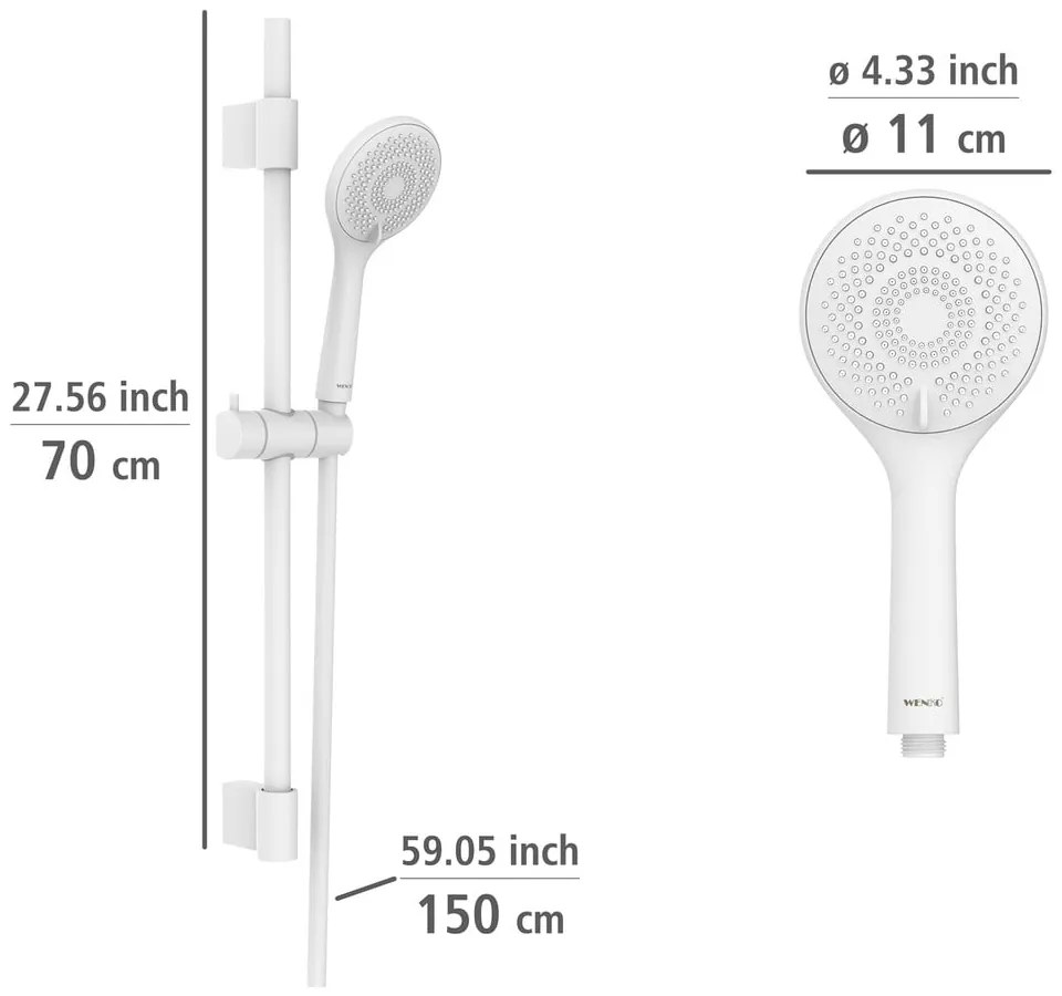 Set de duș alb din oțel inoxidabil 70 cm Watersaving – Wenko