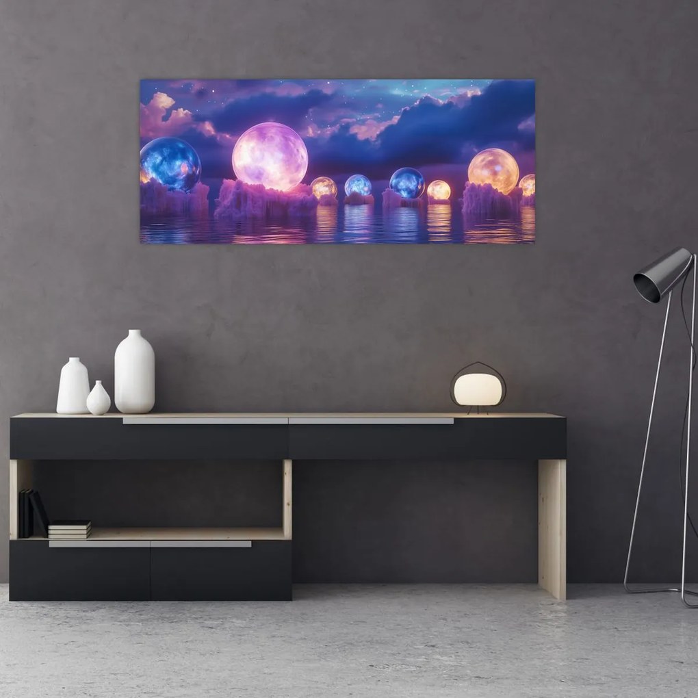 Tablou - Planete pe apă (120x50 cm)