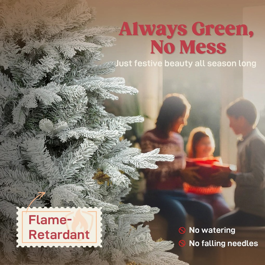 HOMCOM Brad de Crăciun Înzăpezit, cu Bază Metalică Pliabilă, 210cm | Aosom Romania