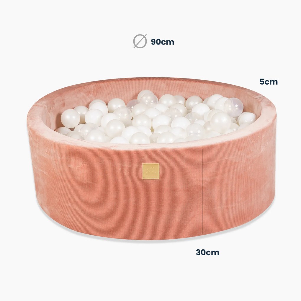 Piscina uscata cu 200 de bile 7cm (Mint Roz deschis) MeowBaby   Aesthetic, 90x30 cm, Premium Velur reiat   corduroy Ecru