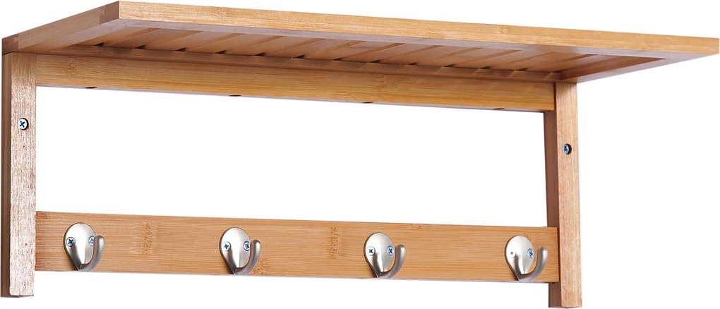 HOMCOM Cuier de Perete Raft Cuier in Bambù, 50x17x20cm | Aosom Romania