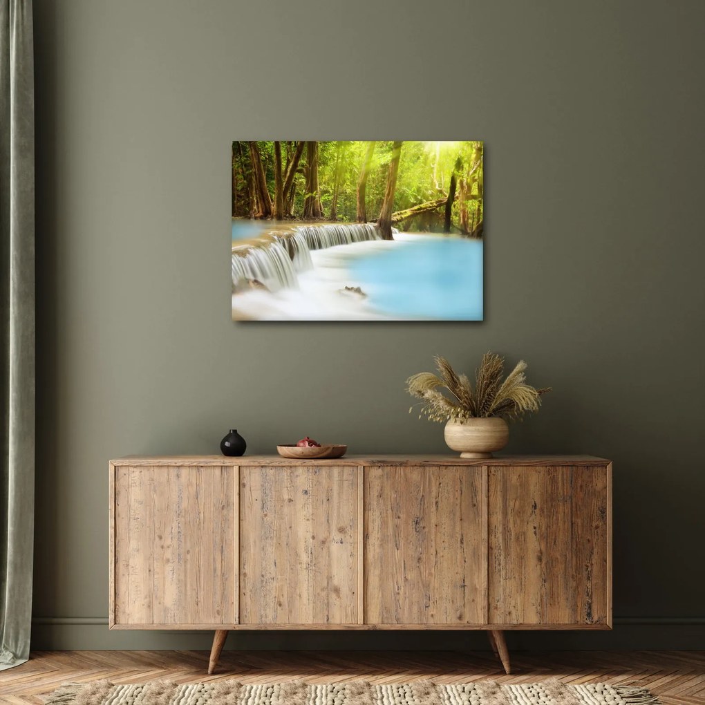 Tablou cu cascada Huai Mae Kamin în pădure (70x50 cm)