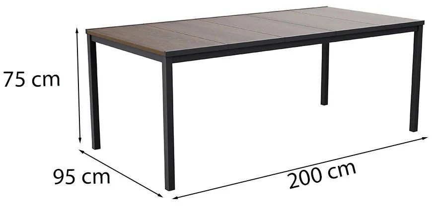 Porto 200 masă de grădină din plastic nuc