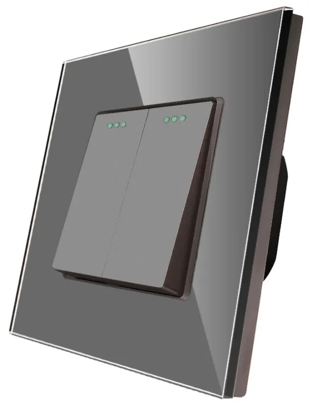 Intrerupator Dublu Mecanic cu Reset / Revenire LUXION cu Rama din Sticla