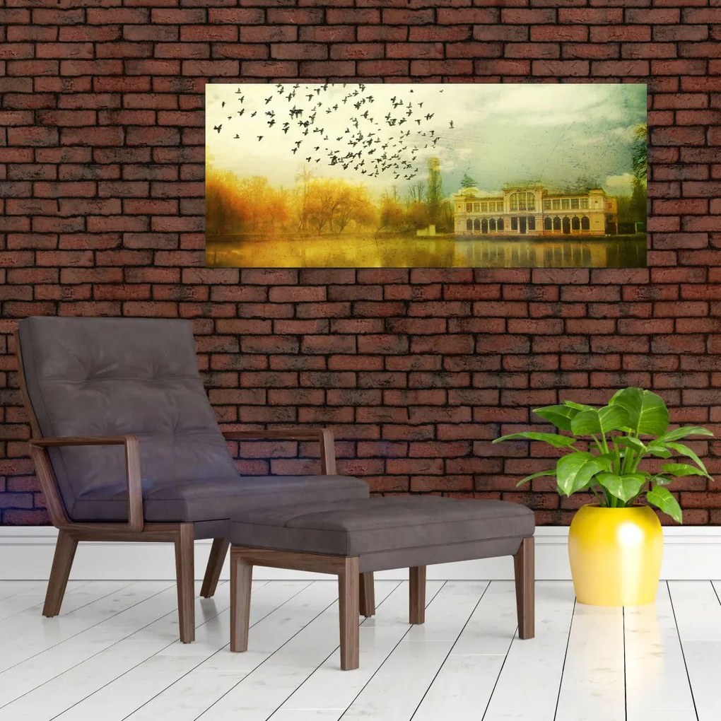 Tablou peisajului pictat cu sediul (120x50 cm)