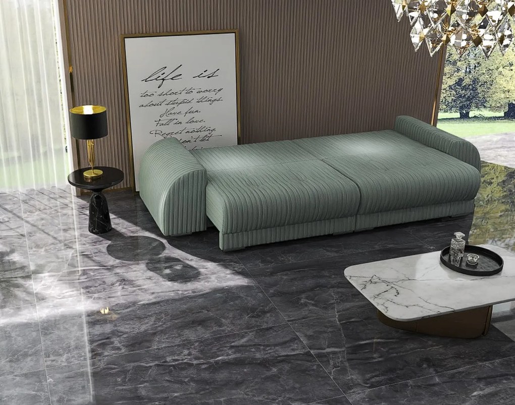 Canapea extensibilă dumonde cu 2 lăzi de depozitare si sezut confortabil din spuma high-density, Verona Ambience Mint 310x100 cm