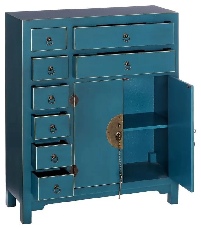 Comodă albastră înaltă 73x90 cm Oriente – Ixia