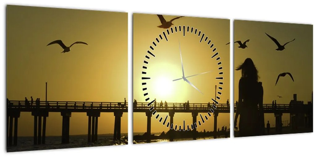 Tablou - Plimbare pe plajă (cu ceas) (90x30 cm)