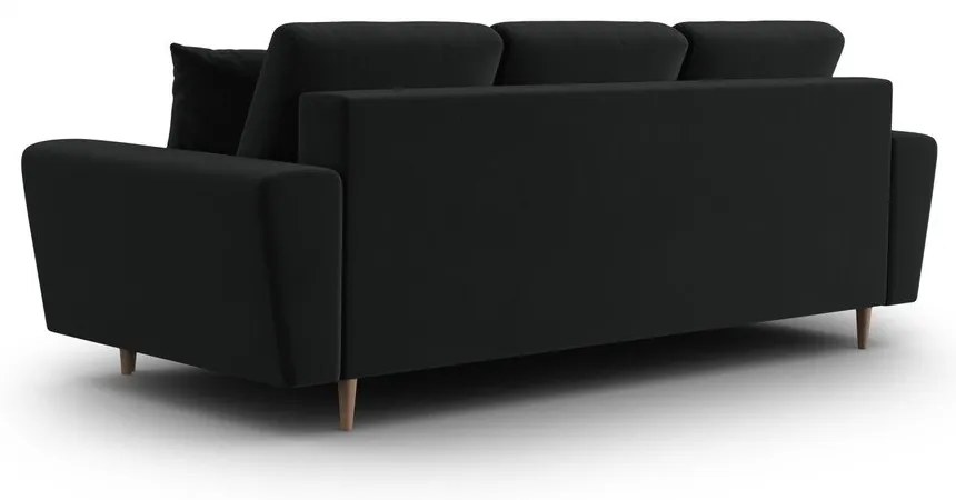 Canapea neagră extensibilă, cu spațiu de depozitare cu tapițerie din catifea 235 cm Kyoto – Cosmopolitan Design