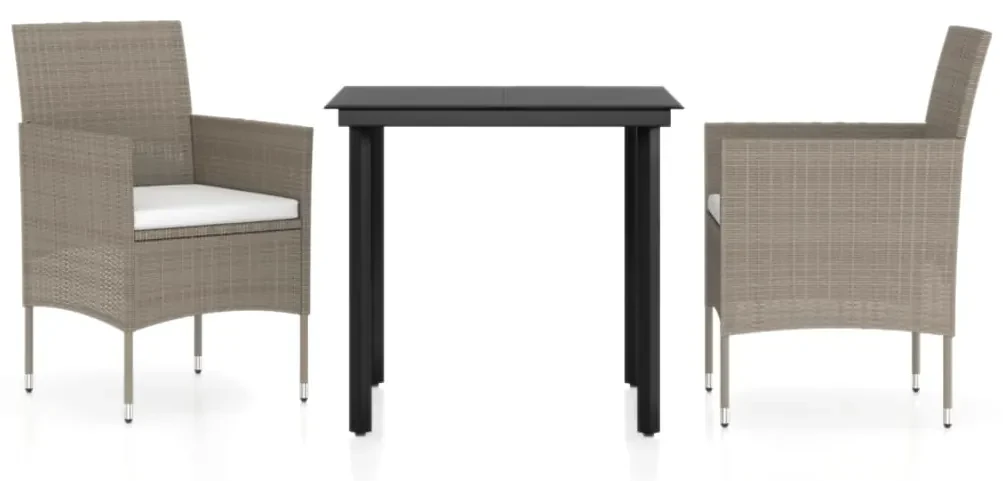 3099293 vidaXL Set mobilier de grădină, cu perne, 3 piese, bej și negru