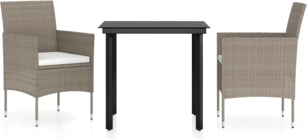 vidaXL Set mobilier de grădină, cu perne, 3 piese, bej și negru
