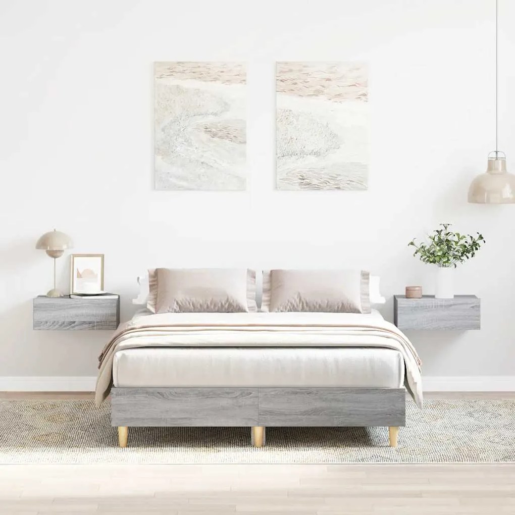 vidaXL Cadru de pat fără saltea Gri Sonoma 120x200 cm lemn prelucrat