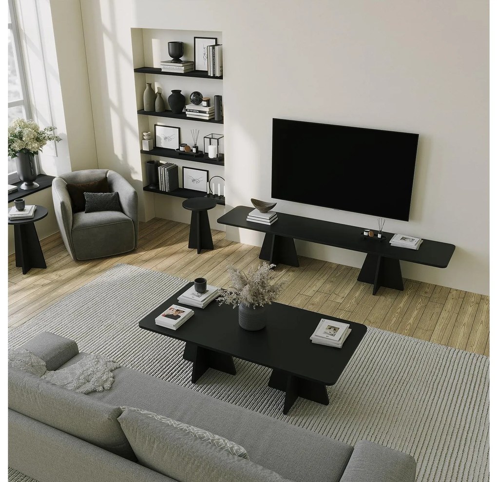 Set mobilier living Kabivo (negru) . 1095632