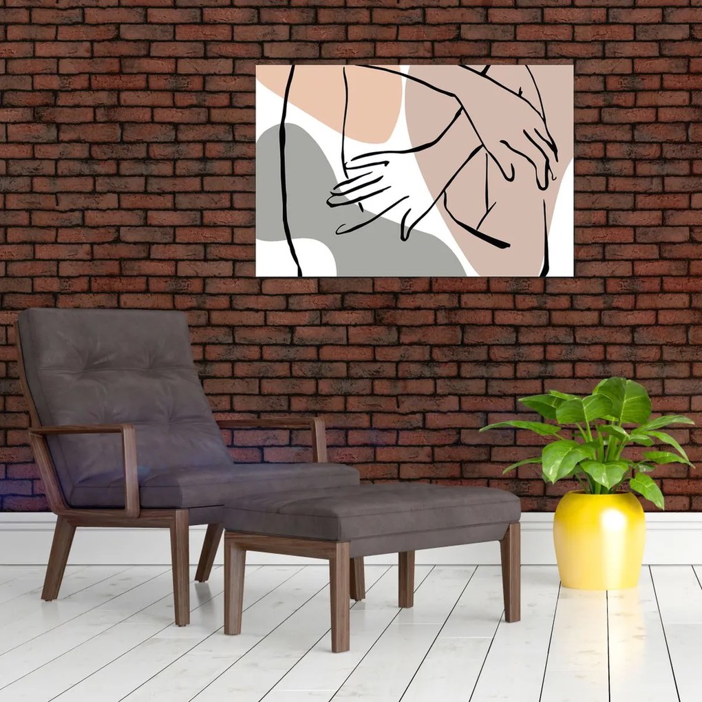 Tablou - Femeie corp linie de artă N⁰2 (90x60 cm)