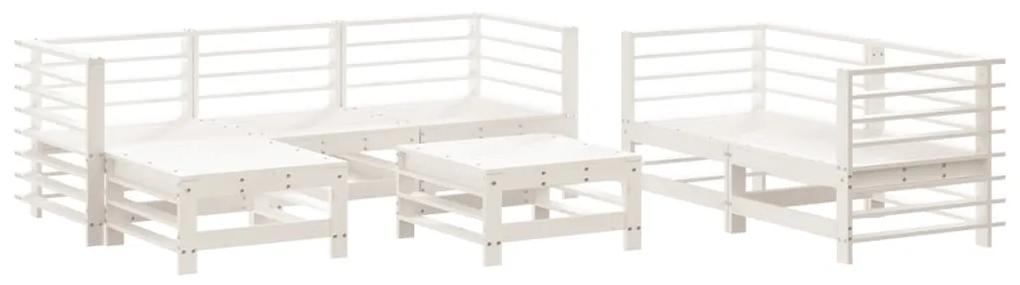 3186194 vidaXL Set de șezlonguri de grădină 7 piese din lemn masiv de pin alb