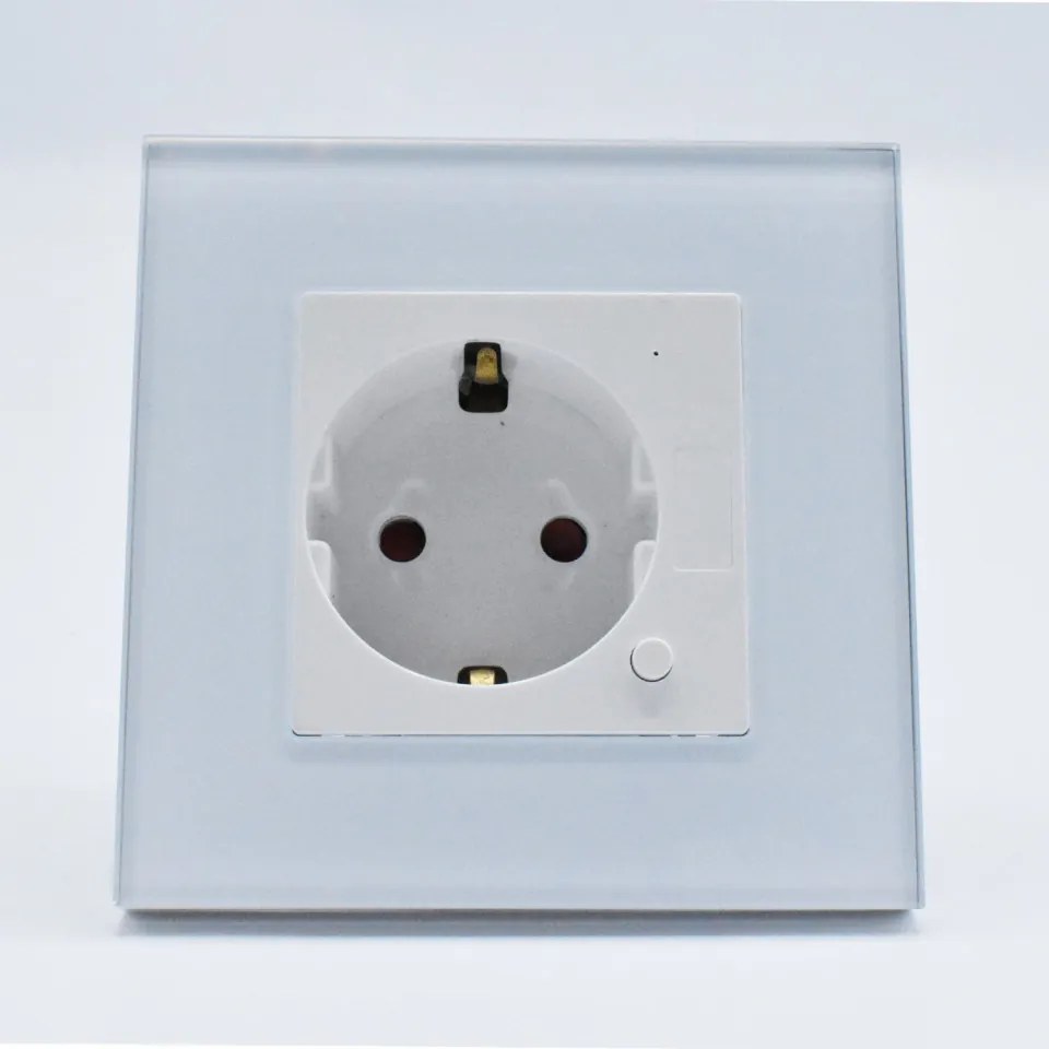 Priza simpla WiFI Smart Home, sticla, 10A, compatibila cu Alexa si Google Home, alba, V-TAC