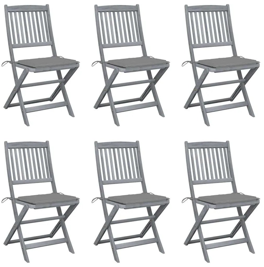 vidaXL Scaune pliante de exterior cu perne 6 buc. lemn masiv de acacia