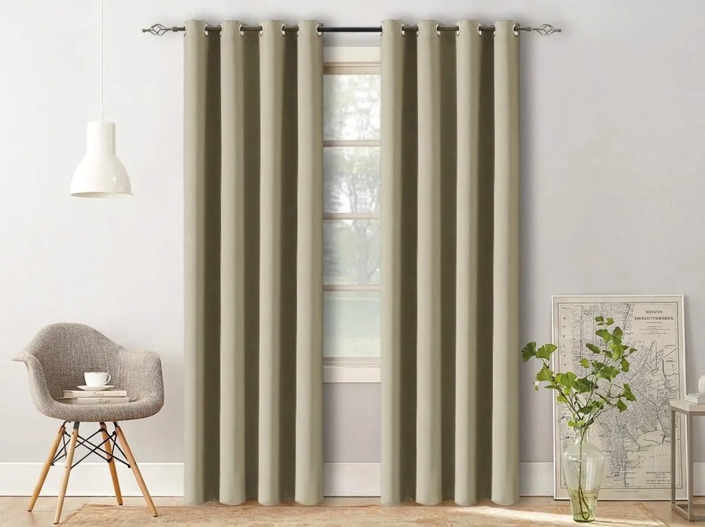 Draperie OXFORD 140x250 cm, bej deschis Agatat: Inele metalice