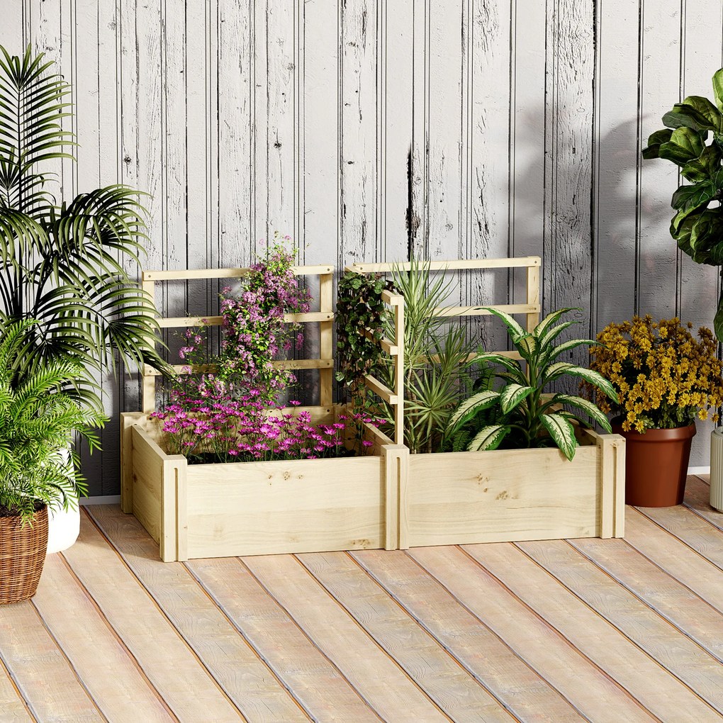 Outsunny Jardinieră Înălțată din Lemn cu 3 Suporturi pentru Plante, 119x62,5x64 cm, Natural | Aosom Romania