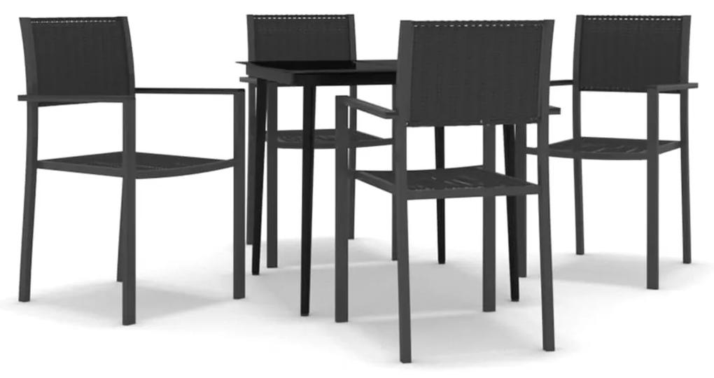 Set mobilier pentru gradina, 5 piese, negru Negru, Lungime masa 80 cm, 5