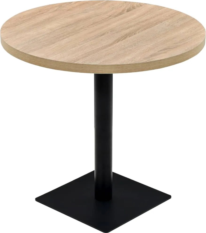 vidaXL Masă bistro, MDF și oțel, rotundă, 80x75 cm, culoare stejar