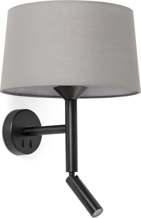 Aplica de perete cu reader LED WINDSOR negru, gri