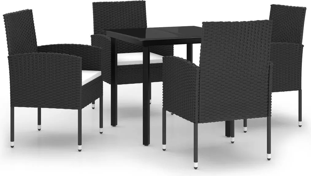 vidaXL Set de servit masa pentru grădină, 5 piese, negru