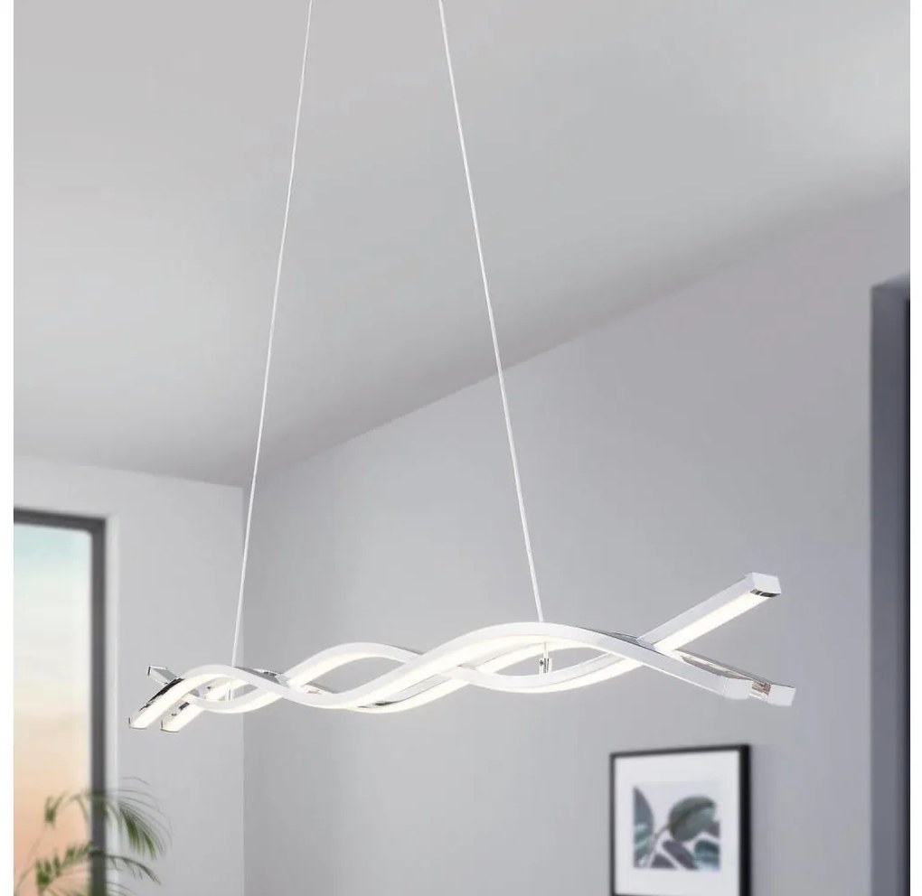 Eglo LASANA 2 96102 - Lustră LED suspendată pe cablu, 2 LED-uri, 35 W, 230 V, 3000 K (lumină caldă), crom lucios