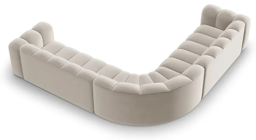 Colțar modular crem cu tapițerie din catifea Lupine – Micadoni