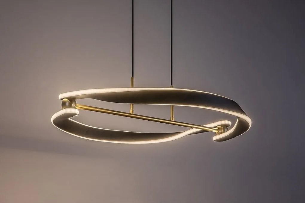 Lustra LED suspendata din metal negru auriu Adalind